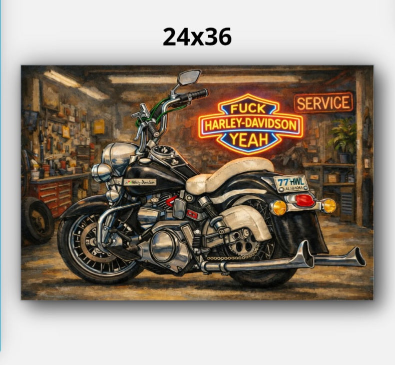 77 Shovelhead custom print, Canvas, Artwork, Original